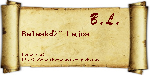 Balaskó Lajos névjegykártya
