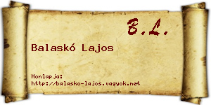 Balaskó Lajos névjegykártya